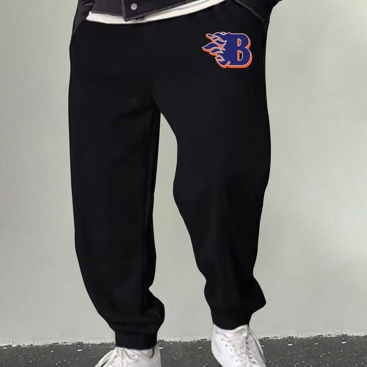 Men's B Graphic Sweatpants Casual Drawstring Joggers Outdoor