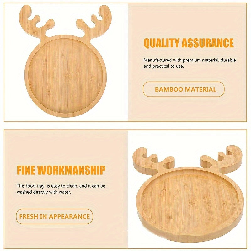 Elk Bamboo Serving Tray Dish Wooden Snack Platters Christmas Deco
