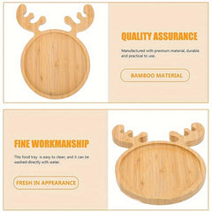 Elk Bamboo Serving Tray Dish Wooden Snack Platters Christmas Deco