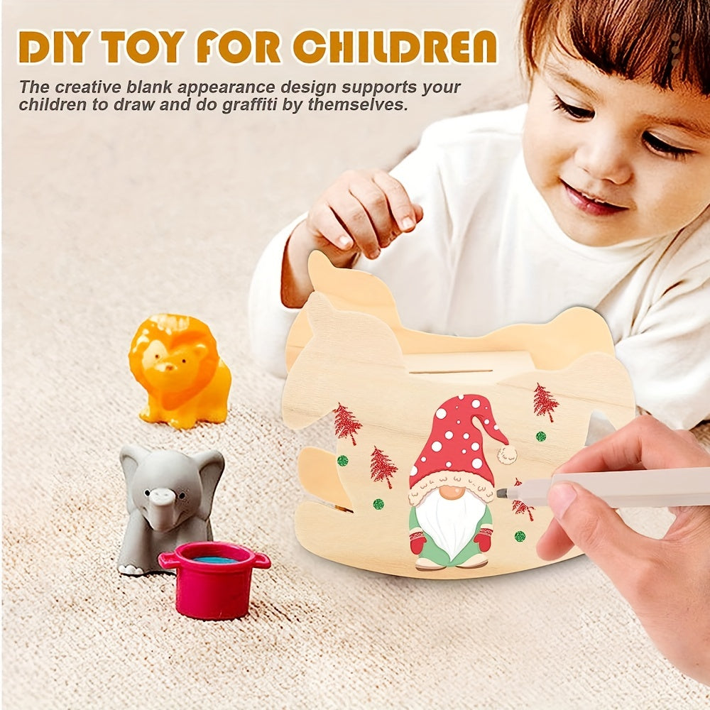 Wooden Piggy Bank Multifunctional Storage Box for Kids