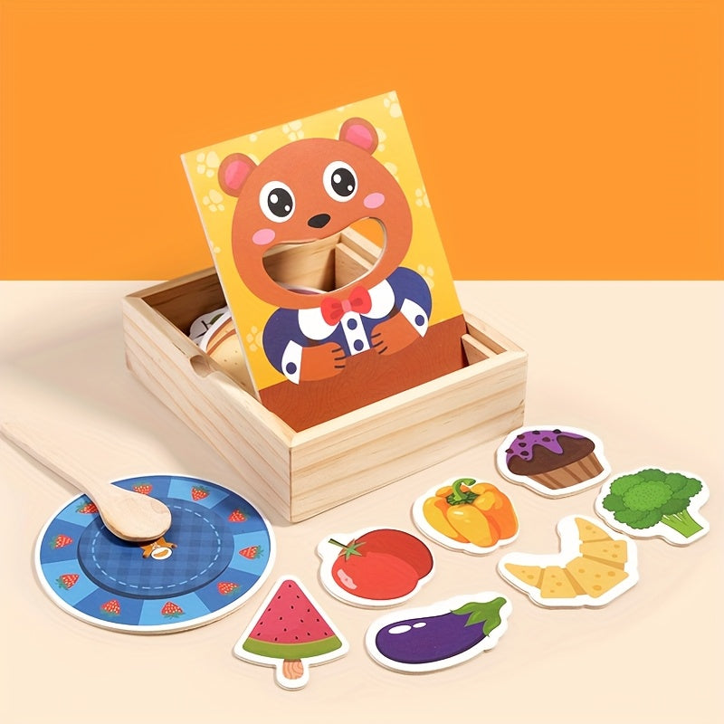 Little Bear Feeding Game Wooden Fine Motor Skill Toy for Kids