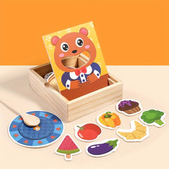 Little Bear Feeding Game Wooden Fine Motor Skill Toy for Kids
