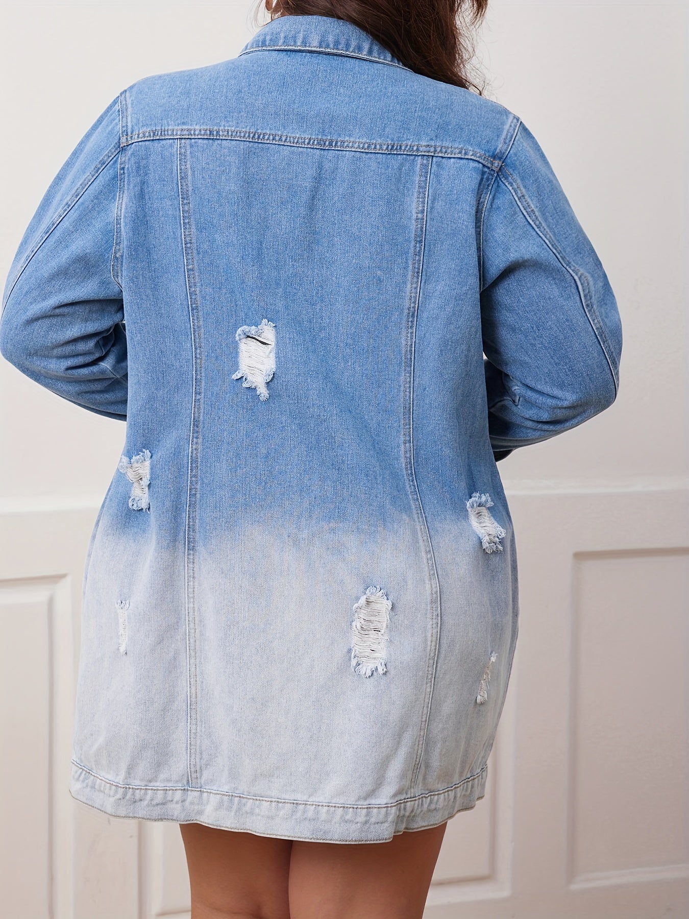  Ombre Ripped Denim Jacket