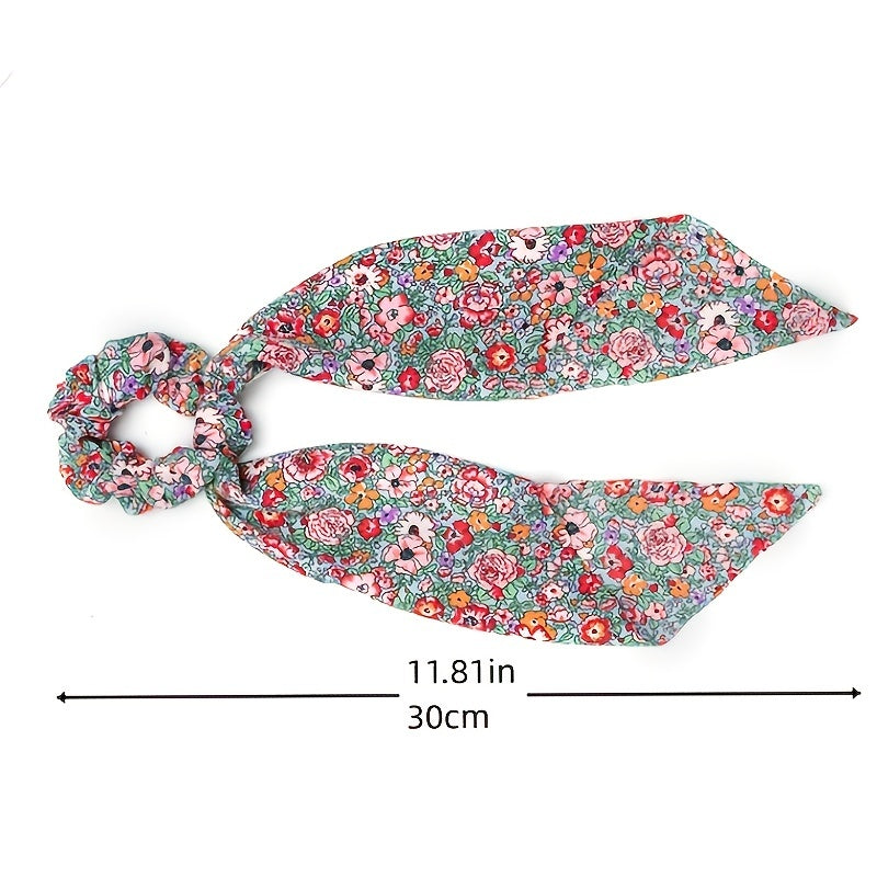 Boho Print Hair Scarf Scrunchies Chiffon Hair Ties Pack