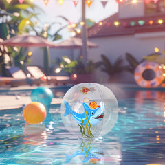 Shark & Clownfish Inflatable Beach Balls - Ocean Themed Pool Toys