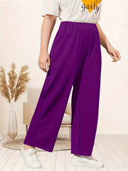  Solid Elastic High Rise Wide Leg Pants