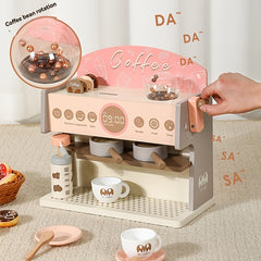 Wooden Coffee Machine Toy Set for Kids Pretend Play Accessories Learning Kit