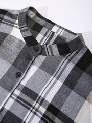  Plaid Print Long Sleeve Button Up Shirt Top