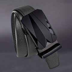 Men's Pu Leather Belt with Automatic Buckle Middle-aged Young Business Casual