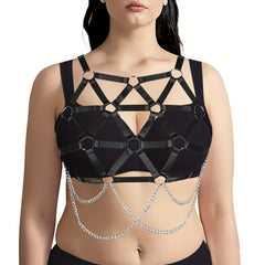 Geometric Hollow Out Harness Bra Gothic Chain Suspenders