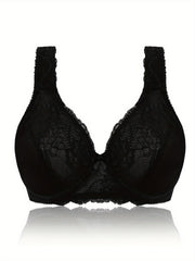3 Pack Plus Size Lace Full Cover Bras Set Underwire Wide Straps 3pcs