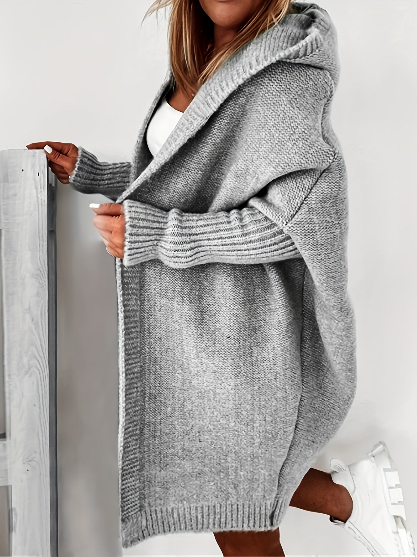Oversized Knitted Cardigan Long Sleeve Casual Sweater For Winter & Fall