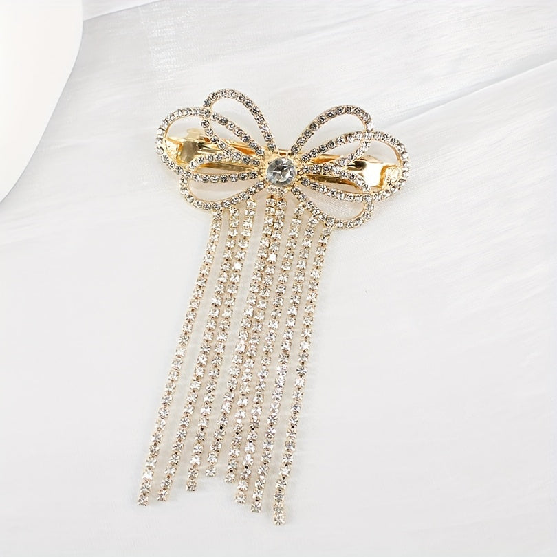 Rhinestone Barrette Glitter Tassel Hair Clip