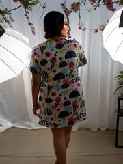  Umbrella & Heart Print Round Neck Tee Nightdress