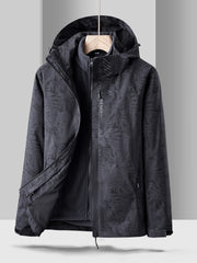 Women's Leaf Print Ski Jacket, Waterproof Soft Shell Hooded Snow Coat