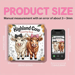 Scottish Highland Cow Coloring Book 20x20cm 24 Pages Single Sided Spiral Bound