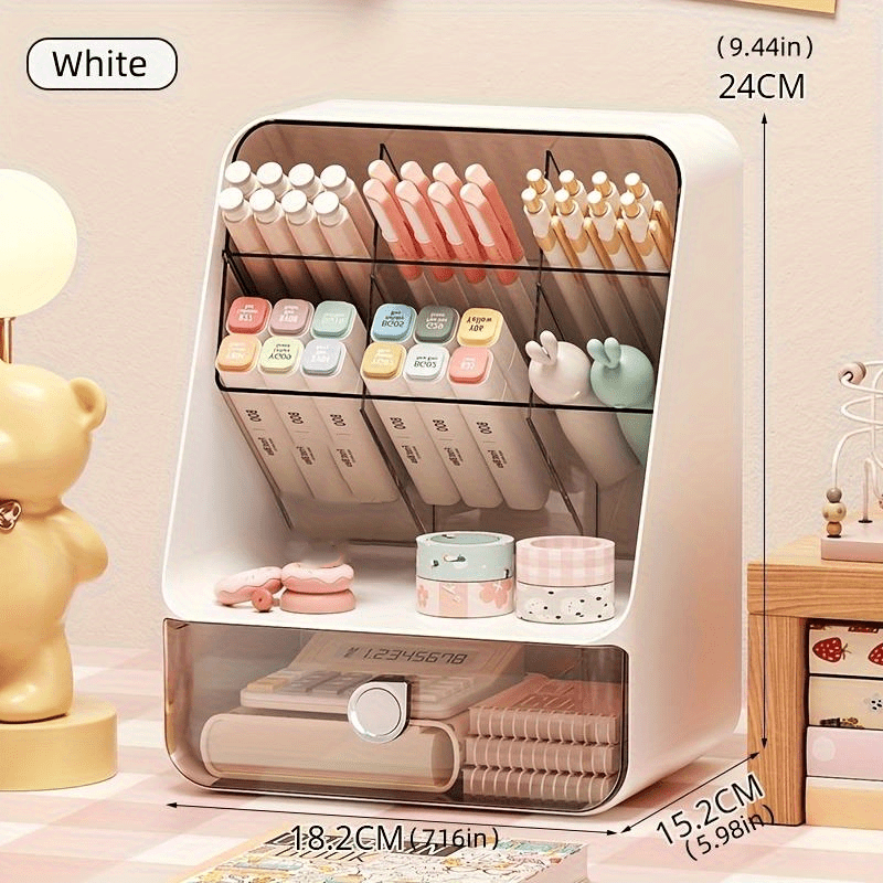 Desk Storage Box DIY Pen Holder Stationery Storage Home Office Supplies