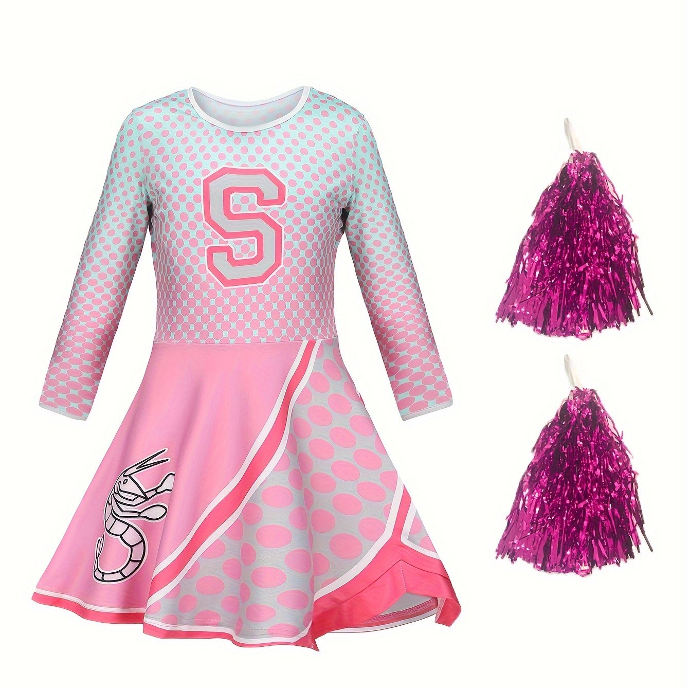 Girls Long Sleeve Cheerleading Dress Set For Sports Performance
