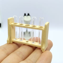 10pcs Mini Dollhouse Science Lab Set Microscope Test Tubes - Plastic Wood Glass