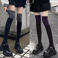 Colorblock Calf Socks College Style All match Knee High Socks