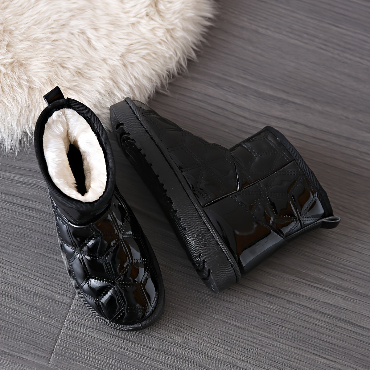 Women's Waterproof Argyle Snow Boots Plush Inner Comfort Lightweight Ankle Boots
