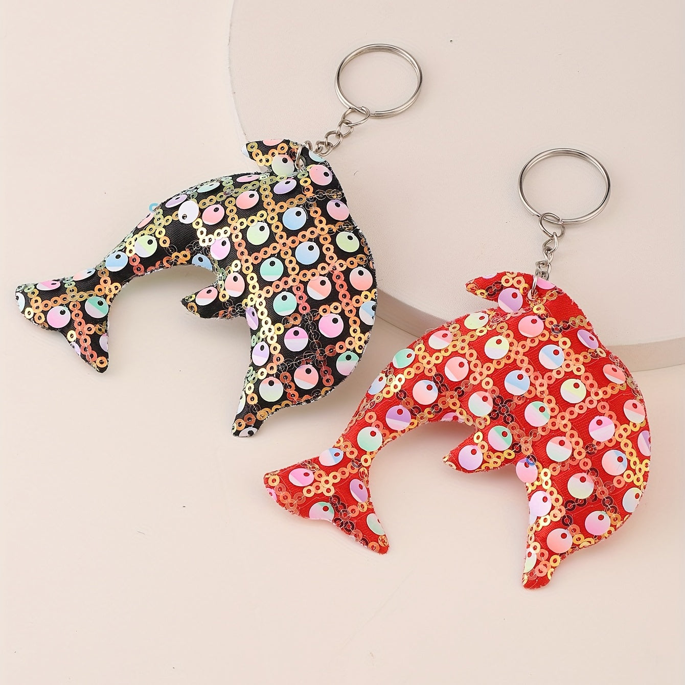 8pcs Sequin Dolphin Keychain Luggage Pendant Party Accessories