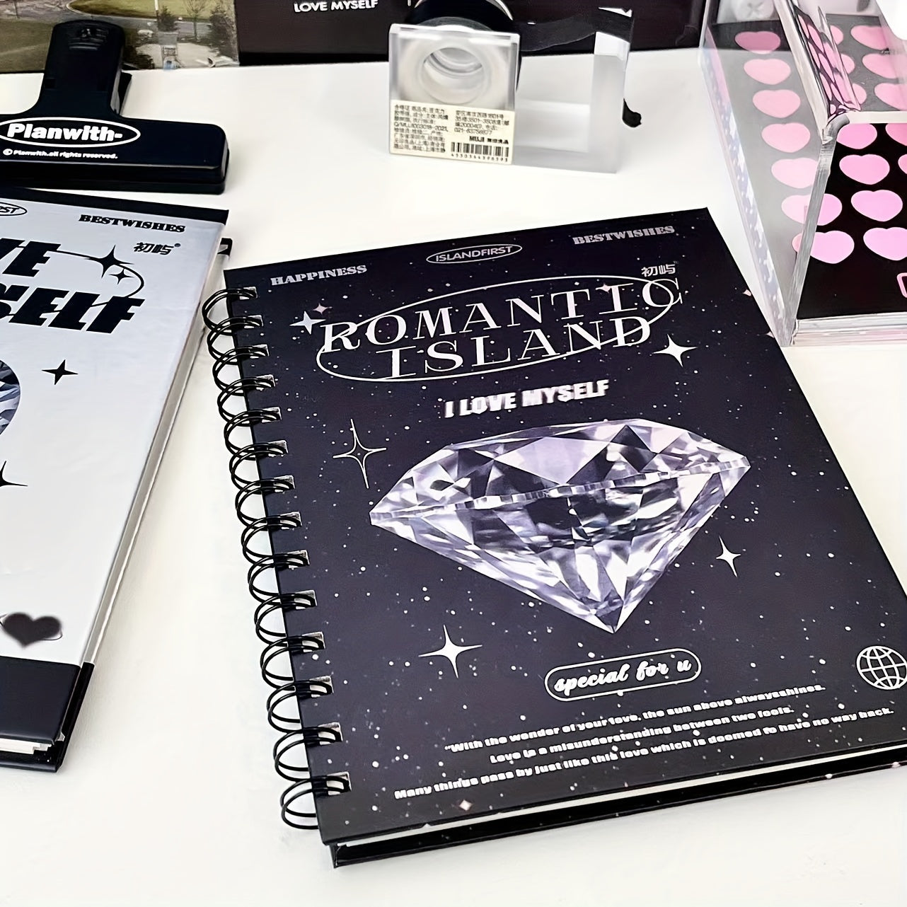 Artificial Diamond Notebook Student Coil Notepad Blank Page 50 Sheets