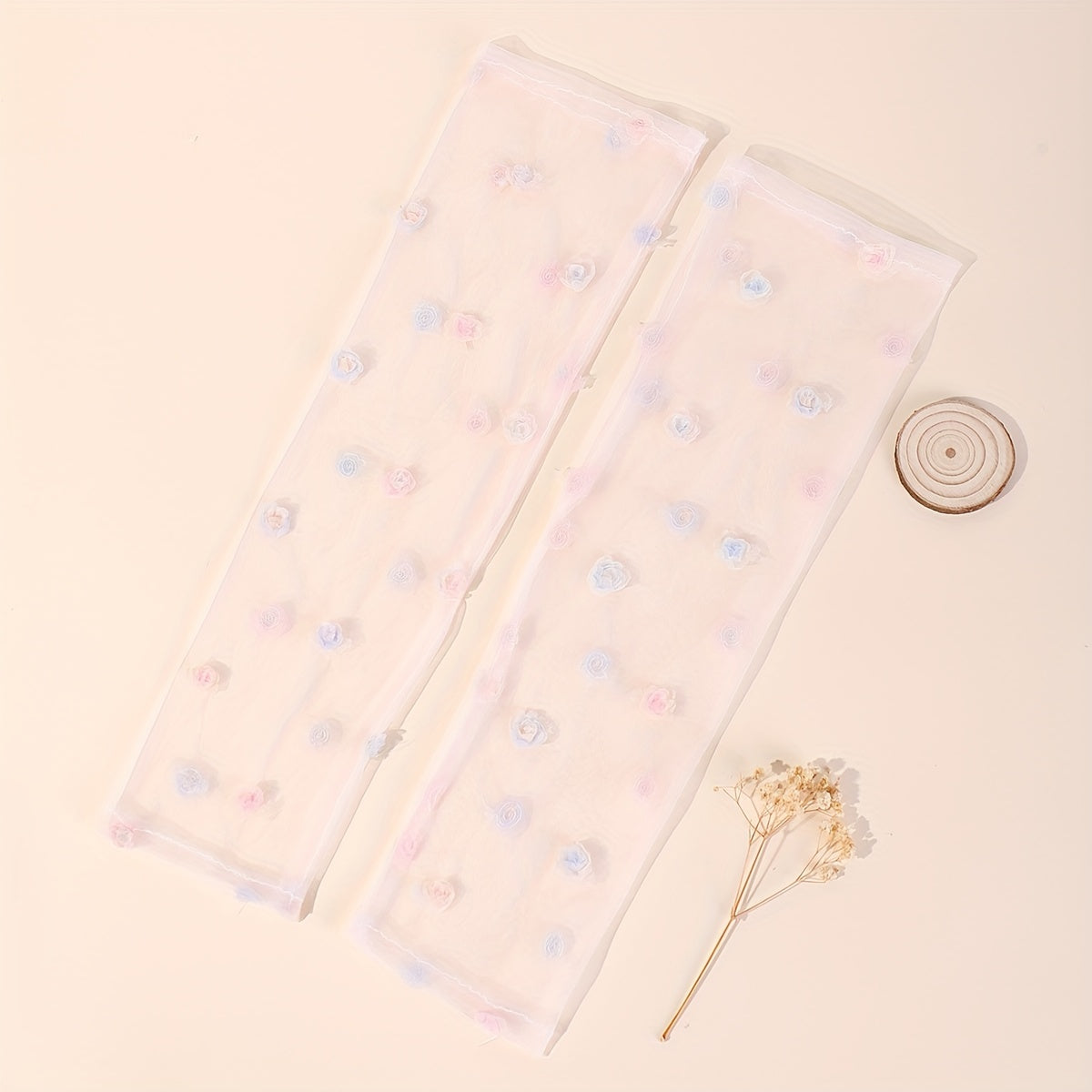 Pink Lace Mesh Sleeve Lightweight Long Arm Sunscreen Sleeve