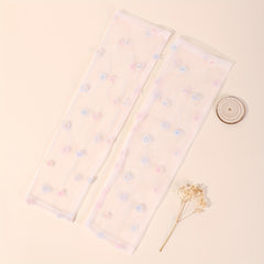 Pink Lace Mesh Sleeve Lightweight Long Arm Sunscreen Sleeve