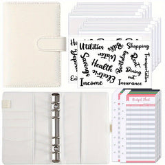 23pcs A6 Leather Notebook with 8 Zipper Pockets Detachable Label Handbook