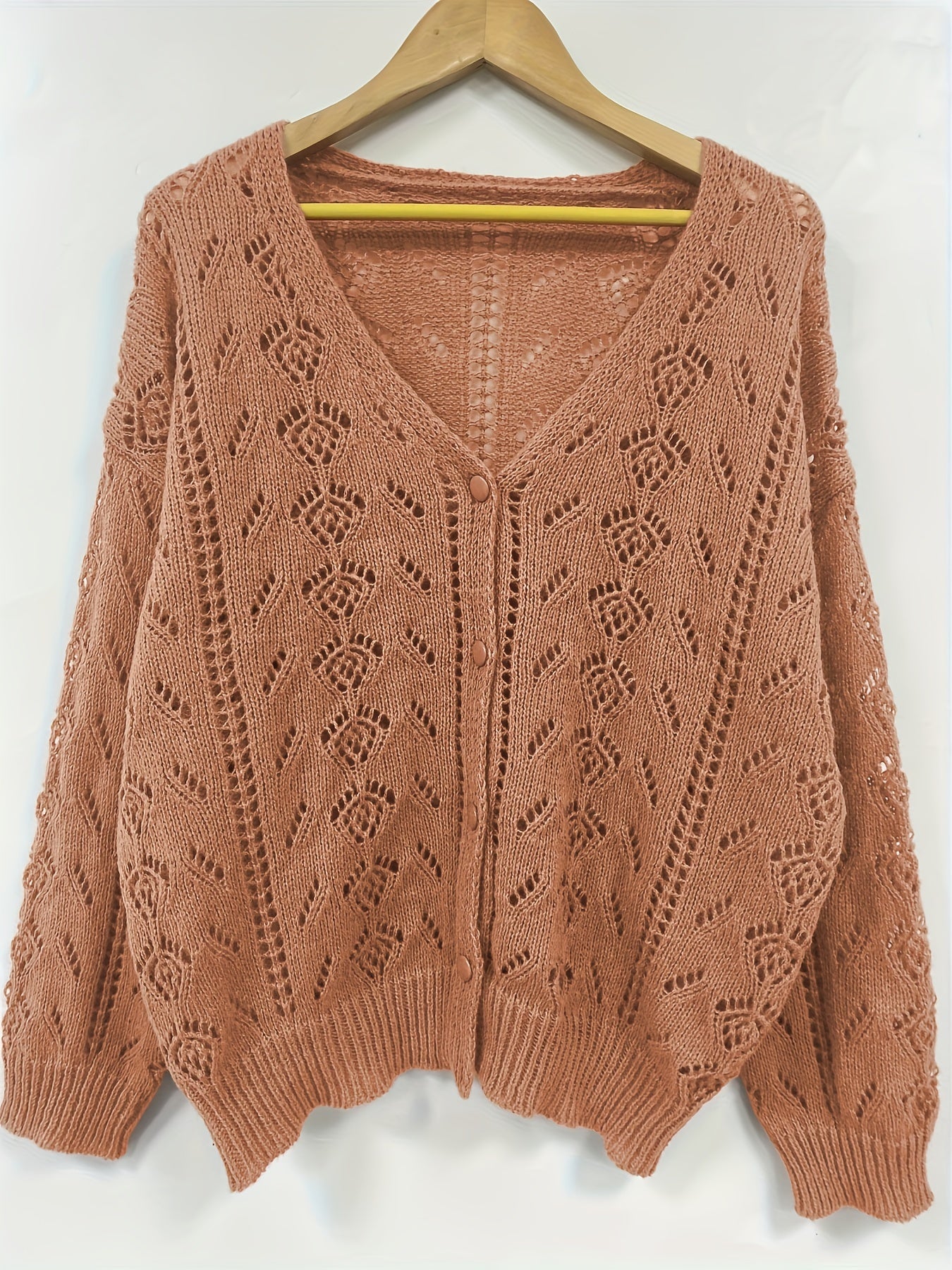  Solid Knit Long Sleeve Cardigan