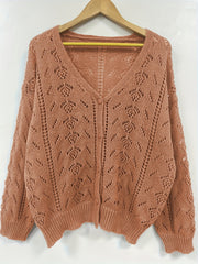  Solid Knit Long Sleeve Cardigan