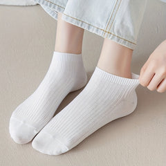 5 Pairs Ribbed Ankle Socks Soft Lightweight All Match Women's Stockings