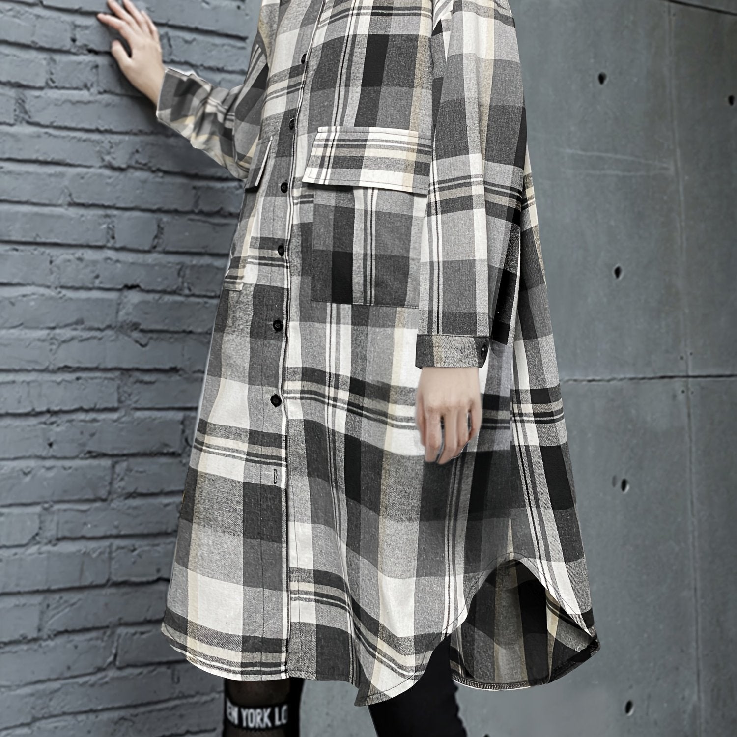  Plaid Print Long Sleeve Button Up Shirt Top