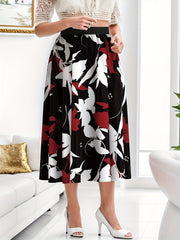  Floral Print High Rise Maxi Skirt