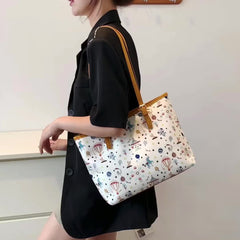 Cartoon Print Tote Bag Large Capacity Shoulder Bag Women's Handbag