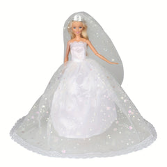 Doll Dresses Wedding Dress Set with Crown Veil - Girl Accessories Toys