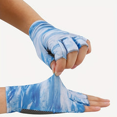 Camouflage Fishing Gloves Ice Viscose Elastic Fingerless Gloves Unisex