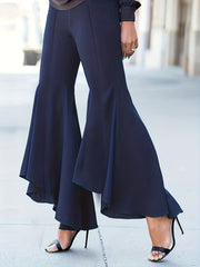  Gothic Pants Women's Plus Solid Flared Leg Trousers