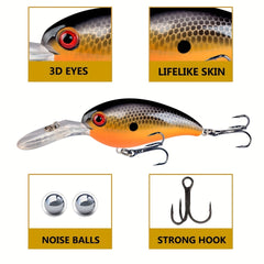 7pcs Crankbait Fishing Lures 3.94in 14g Treble Hooks