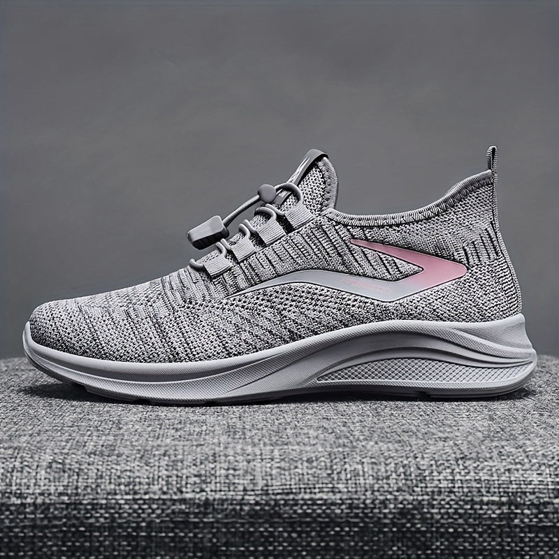 Women's Mesh Panel Flatform Sneakers Lace Up Low Round Toe Breathable Shoes
