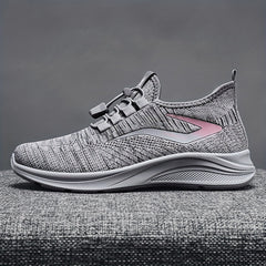 Women's Mesh Panel Flatform Sneakers Lace Up Low Round Toe Breathable Shoes
