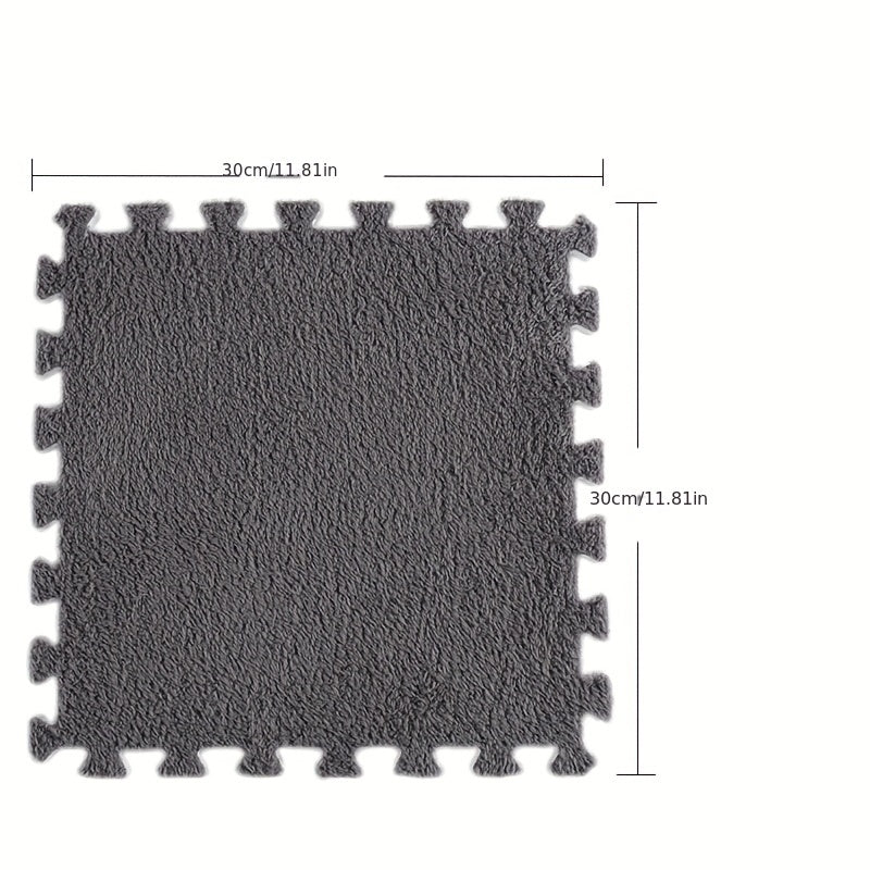 12pcs Plush Foam Floor Mat Interlocking Carpet Area Rug Anti Slip