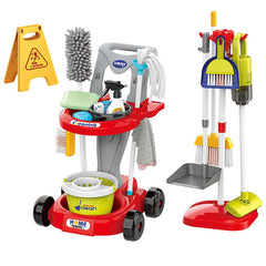 Kids Pretend Play Cleaning Cart Toy Set with Vacuum