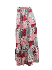  Boho Skirt Patchwork Print High Rise Maxi Skirt
