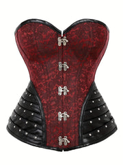 Gothic Strapless Corset Bustier Tummy Control Lace Up Jacquard Body Shaper