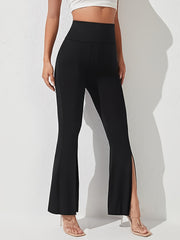  Wide Waistband Solid Trousers