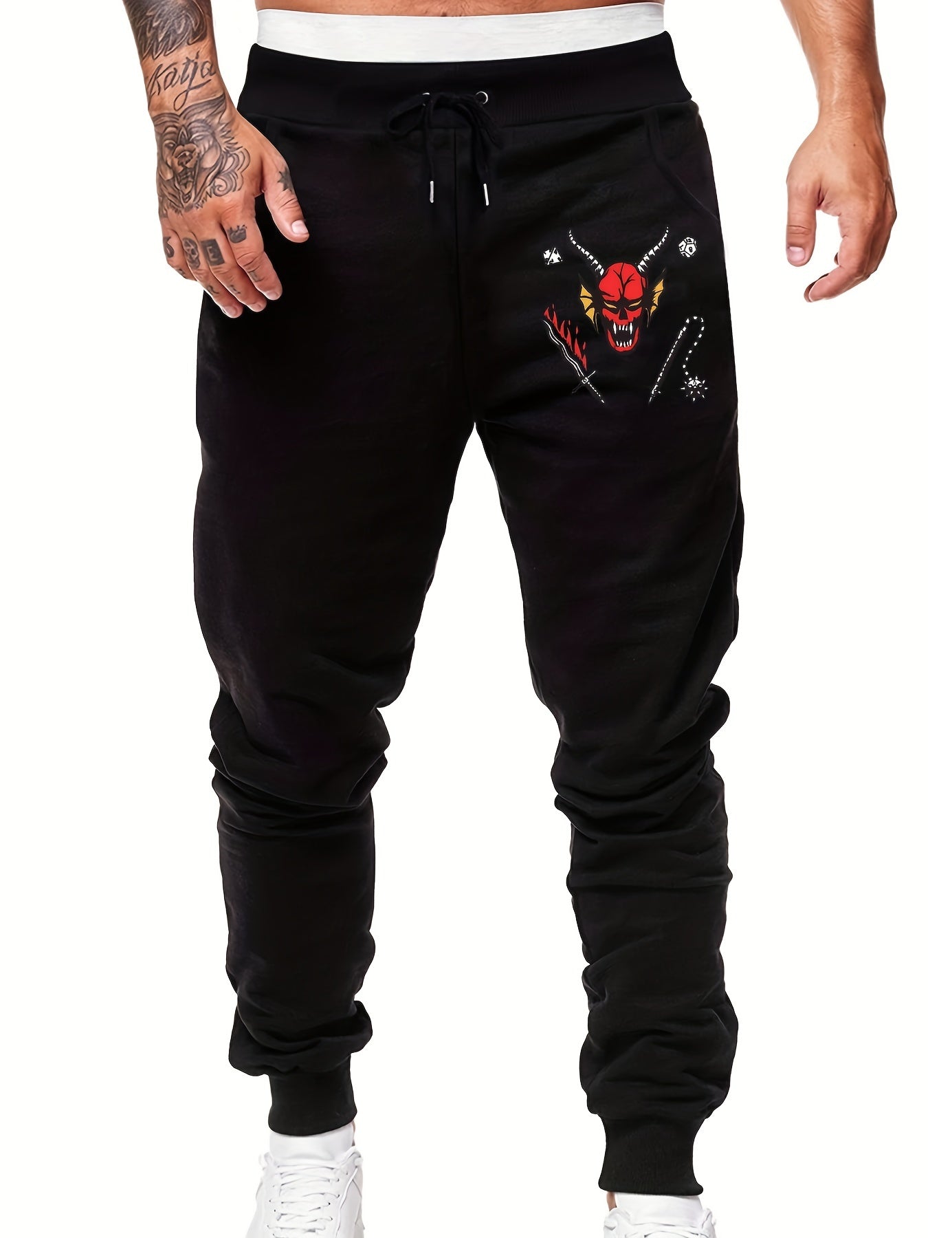 Men's Anime Monster Graphic Sweatpants Elastic Waist Casual Sport Jogger Pants