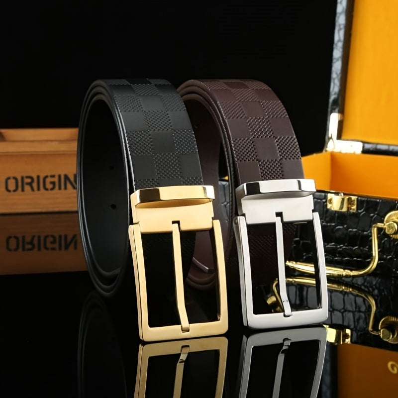 Men's Leather Belt - 3cm Width - Adjustable Length - Stainless Steel Buckle