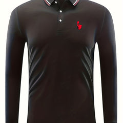 Men's Lightweight Polo Shirt Long Sleeve Button Up